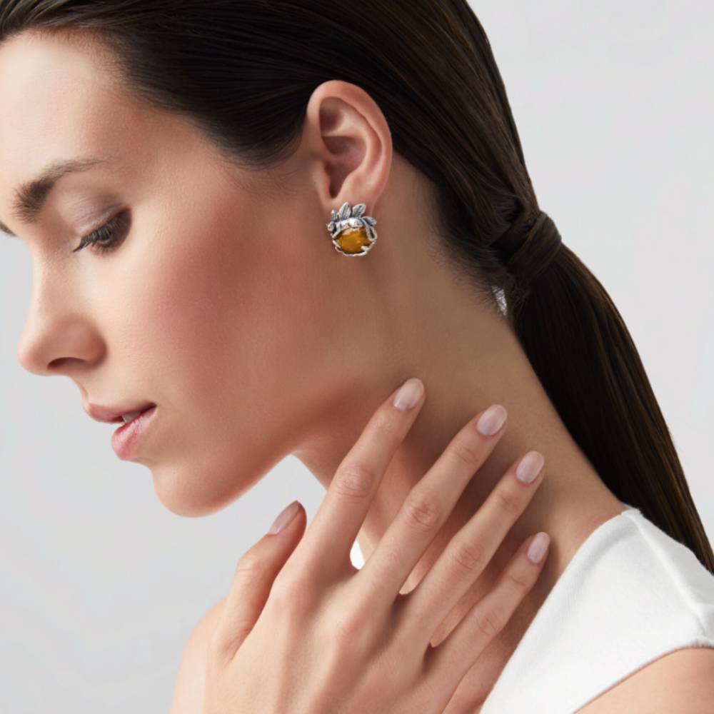 Orecchini Donna Giovanni Raspini Argento 925 Eden Leopardo Ambra 12079